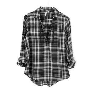 Black Flannel Shirt Size Small Mudd Cotton Rayon